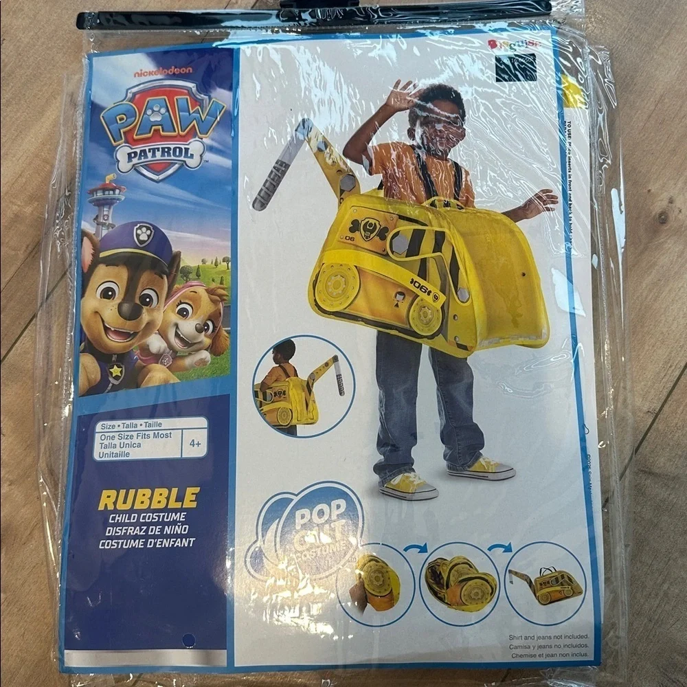 NWT PAW Patrol Nickelodeon Rubble Dump Truck Pop Out Halloween Costume One Size